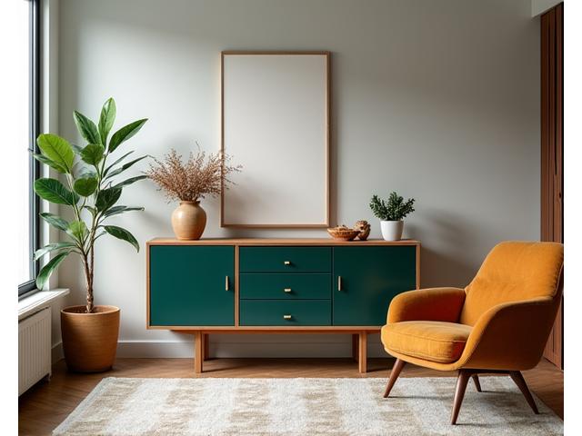 Moderne interiør med en vakkert restaurert, upcyclet gjenstand som blikkfang.