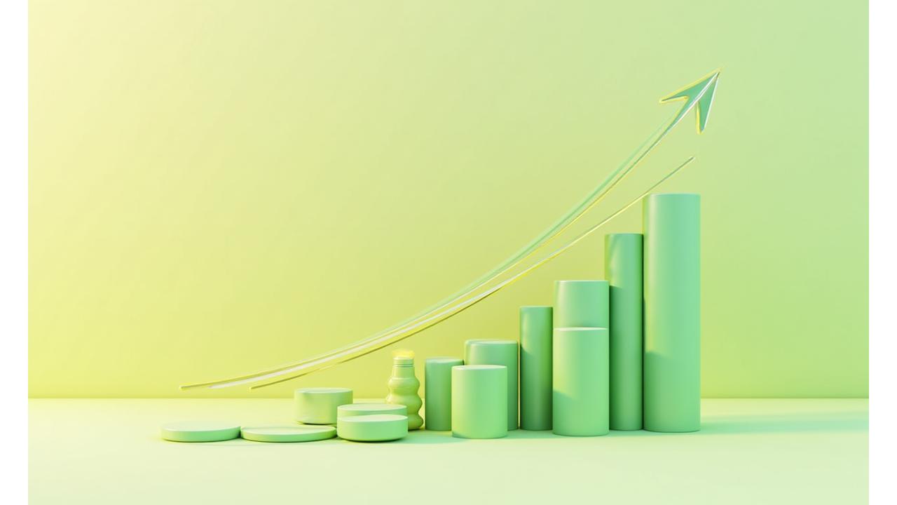 En grafisk illustrasjon som viser energisparing over tid med en klar pengesparingsindikator