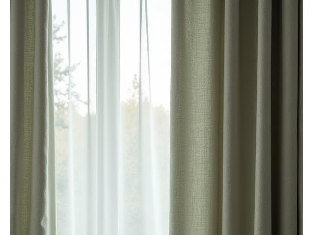 Elegante ullgardiner i et lyst rom med høyt under taket